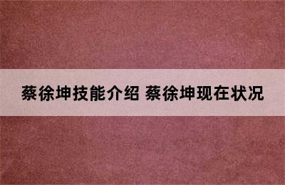 蔡徐坤技能介绍 蔡徐坤现在状况